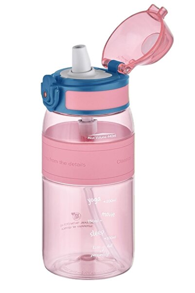 Uzspace 440ml Mini Boy Silikon Gövde Pipetli (ısırılmaz) Tritan Su Matarası