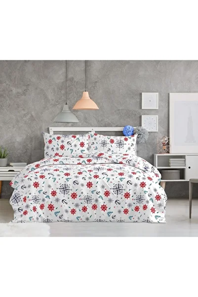 Vip Home Concept Ranforce Cotton Duvet Cover Set Without Sheets, Single Marine Anchor