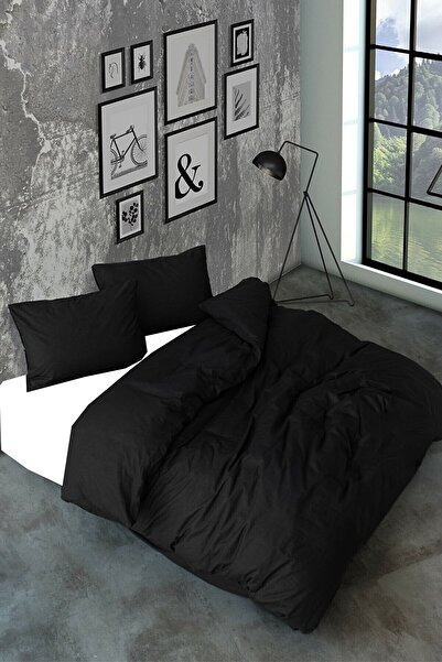 Vip Home Concept Μαύρο σετ κρεβατιού Ranforce Cotton Single - Χωρίς σεντόνια