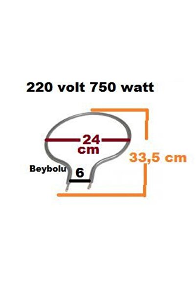 FullYedek 24 Cm Davul Fırın Rezistans , 750 Watt Rezistansı Çap 24 Cm Ampul T...