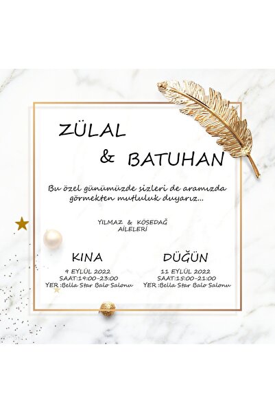 Belinay Düğün Davetiyesi 106 07 (50 ADET)