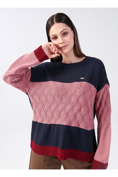 U.S. Polo Assn. Pulover pentru femei cu gât roșu bleumarin Rc-marker