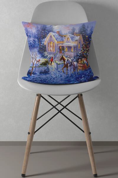 menesahome Коледна, Новогодишна калъфка за възглавница с червен шарен мотив, ...