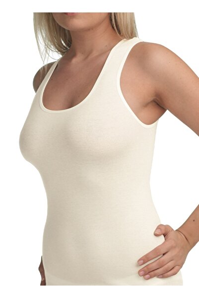 Blackspade Black Spade 1950 Essential %97 Cotton Geniş Askılı Kadın Atlet Beyaz