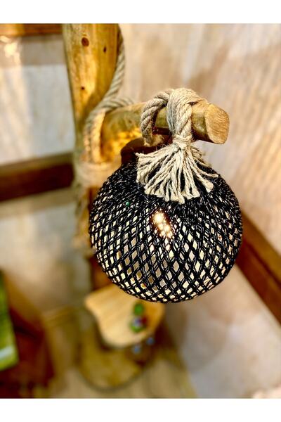 menalART Ağaç Tasarım Renkli Avize Başlık (siyah) 22 Cm E27 Duy Uyumlu (askı Takımsız) Aydınlatma Topu