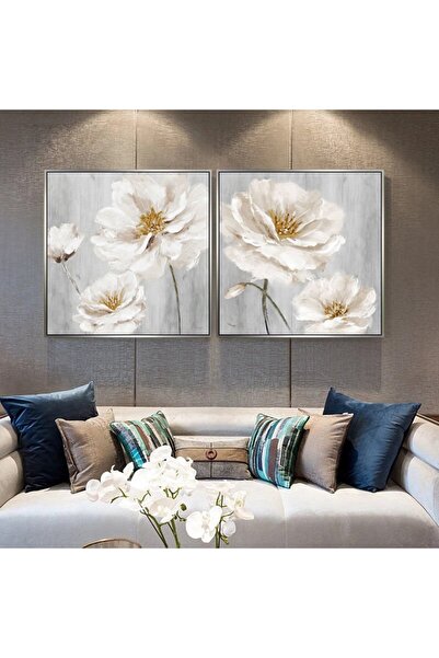 Markazip Gümüş Metal Çerçeveli 70x70cm Ikili Kanvas Tablo H51-k-g