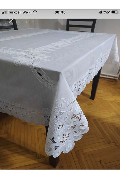 yukselhalimefrusat Musamba Lace Look PVC White 140*180 cm Tablecloth