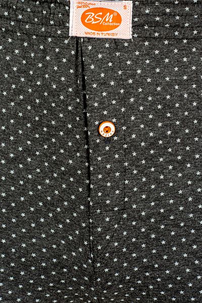 BSM Men's 100% Cotton Star Printed Buttoned Soft Natural Boxers