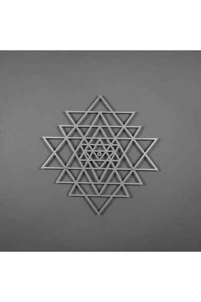 Colorfull Worlds Decor de perete din metal Sri Yantra Sacred Triangle - Decor de perete cadou pentru biroul de acasă