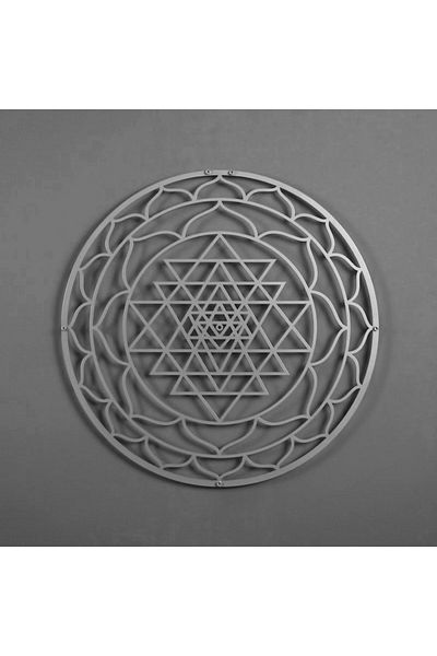 Colorfull Worlds Decor de perete din metal Sri Yantra Sacred Circle - Decor de perete cadou pentru biroul de acasă