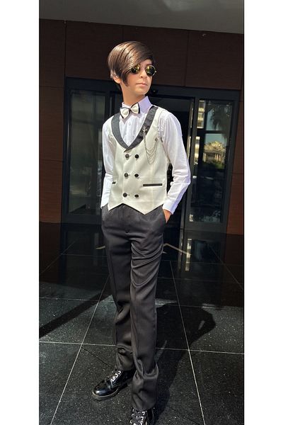 WENA KİDS Children's Vest Suit Shirt Set Cream