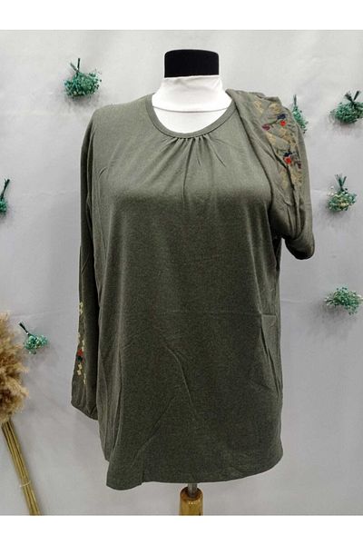 Sel Tekstil Cotton Sleeve Elastic Embroidered Mother Blouse