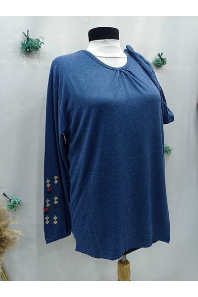 Sel Tekstil Cotton Sleeve Elastic Embroidered Mother Blouse