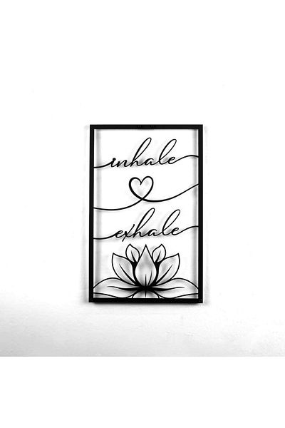 Colorfull Worlds Respiră - Respiră - Cu Lotus Decor de perete vertical din metal pentru birou, cadou, decorare de perete