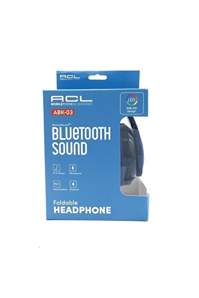 ACL Abk-03 Kablosuz Rgb Led Bluetooth Kulaklık Mavi Siyah
