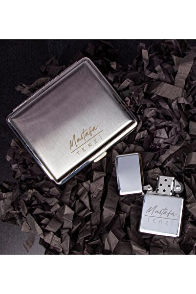 EJOYA Kişiye Özel Metal Sigara Tabakası Ve Zippo Model Çakmak 107003