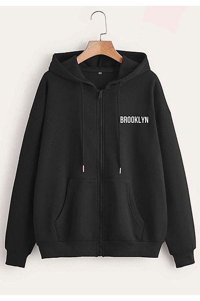 Machetta Μπουφάν Unisex Μαύρο Brooklyn με στάμπα με κουκούλα Oversize