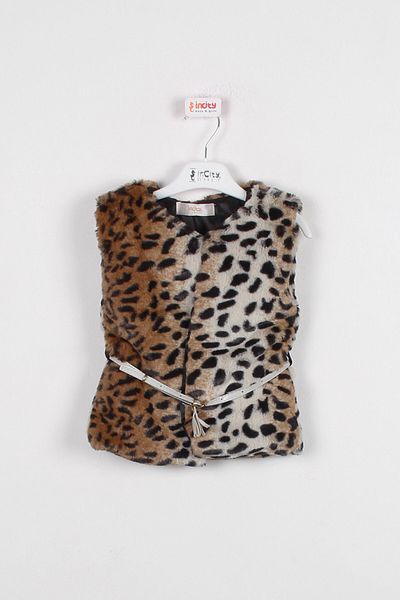 incity Girl's Leopard Patterned Fur Vest
