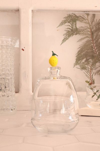 ADAMODART Lemon Figured Glass Lid Jam Bowl & Sugar Bowl