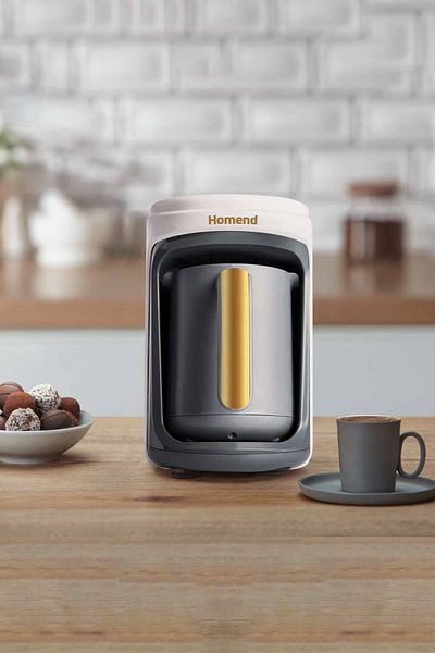 HOMEND Pottoman 1860h - 5 Cup Capacity Turkish Coffee Machine with Plenty of Foam, Cream Gold