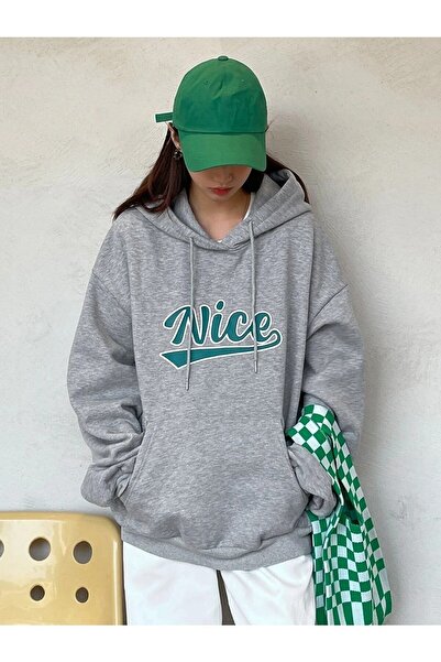 Machetta 'plus size' Women's Gray Oversize Nice Printed Sweatshirt