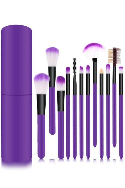 İzla Set de 12 pensule de machiaj cu cilindru violet