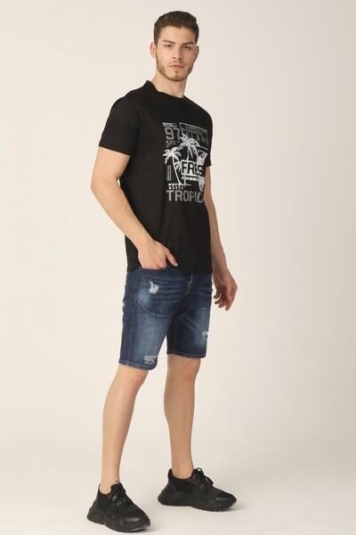 ALEXANDERGARDI Erkek Lacivert Regular Fit Jean Şort