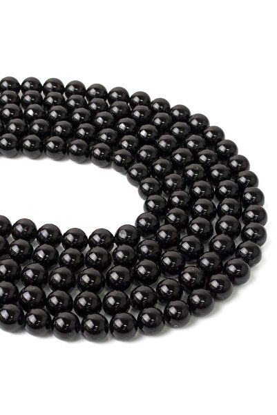 Dünya Doğal Taş سلسلة حجر التورمالين الأسود مقاس 8 مم