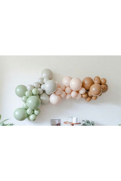 Çemrek Süs Parti Mold Green Milk Coffee Caramel Mini Balloon Chain Set 50 Balloon