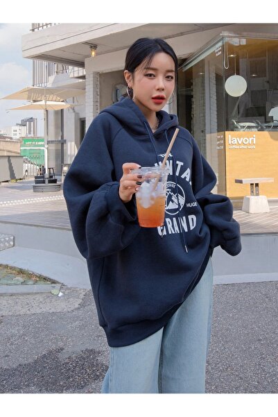 Machetta Φούτερ με κουκούλα 3 κλωστών «μεγάλο μέγεθος» με κουκούλα Mountain Navy Blue