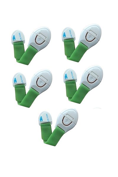 demethome 5 Pieces Child Baby Drawer Cabinet White Goods Safety Safety Lock - Velcro Length Adjustable