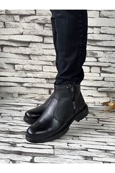 STOKS SHOES STORE Чоловічі хутряні черевики з натуральної шкіри на блискавці