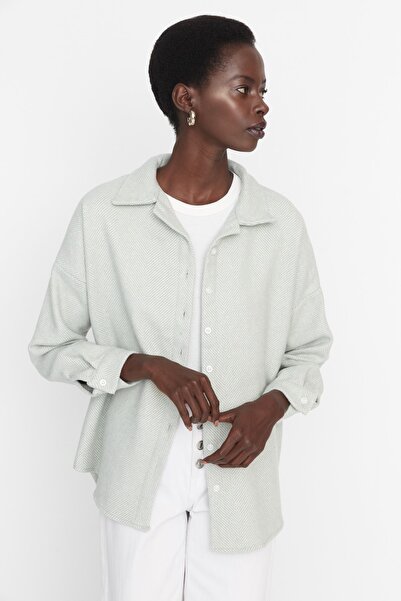 Trendyol Collection Mint Basic Woven Shirt TWOAW23GO00049