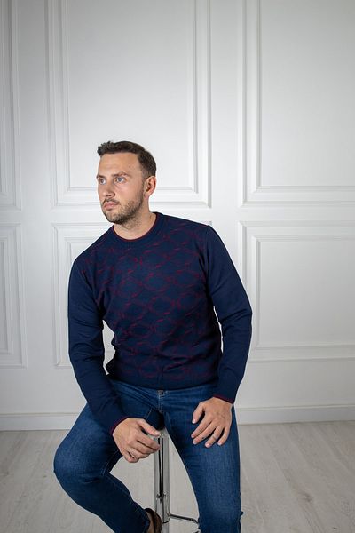 Sarar Interviu Pulover tricotat albastru bleumarin cu decolteu
