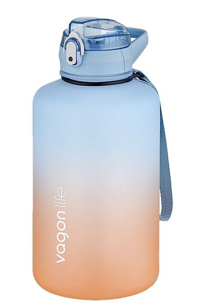 LeiaStore Vagonlife Large Size 2 Liter 2000ml Double Color Softtouch Motivation Water Bottle with Straw Vgn9001rs