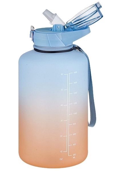 LeiaStore Vagonlife Large Size 2 Liter 2000ml Double Color Softtouch Motivation Water Bottle with Straw Vgn9001rs