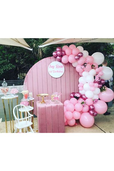 Çemrek Süs Parti Pink White Chrome Pink Mini Balloon Chain Set 60 Pieces Balloon And Chain