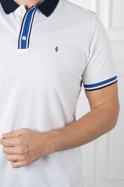 San&Fa Polo Yaka Düğmeli Beyaz T-shirt