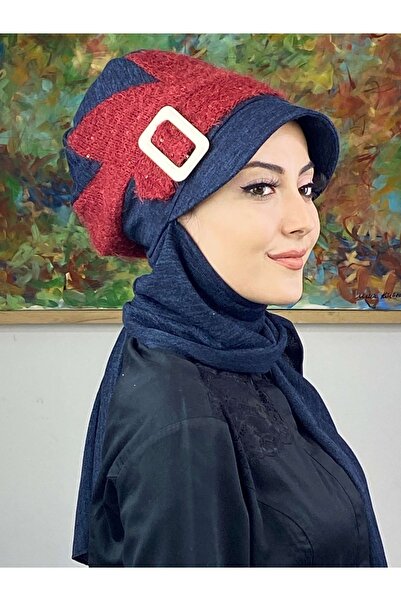 BUTİKAMBAR Strastveni burgundijski šljokasti mohir hidžab šal kapa