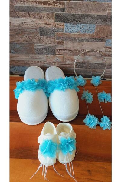 ALAZ TASARIM HOBİ مجموعة النعال تاج الحجر الأمومة مجموعة الجوارب الطفل ومجموع...