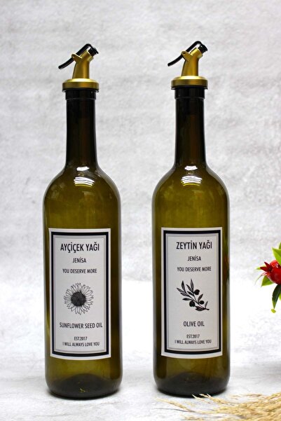 Jenisa زجاجة خضراء داكنة لتصريف الذهب مكونة من قطعتين وعاء زيت وعاء صلصة