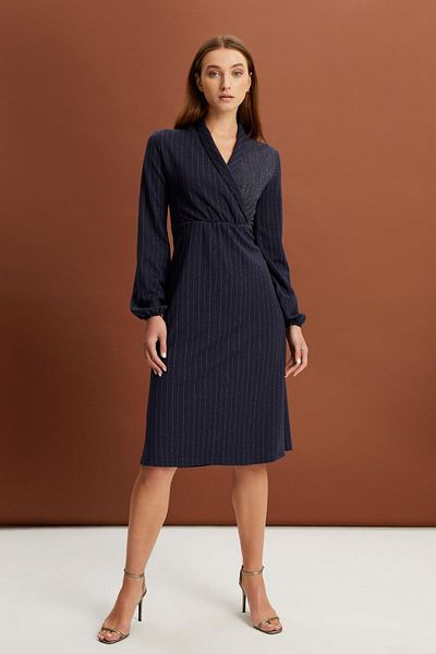 ALEXANDERGARDI Rochie sclipitoare cu guler dublu cu șal (b21-700701)