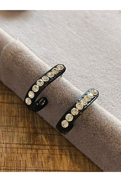 Gönülden Tasarım Zircon Stone Black Earrings