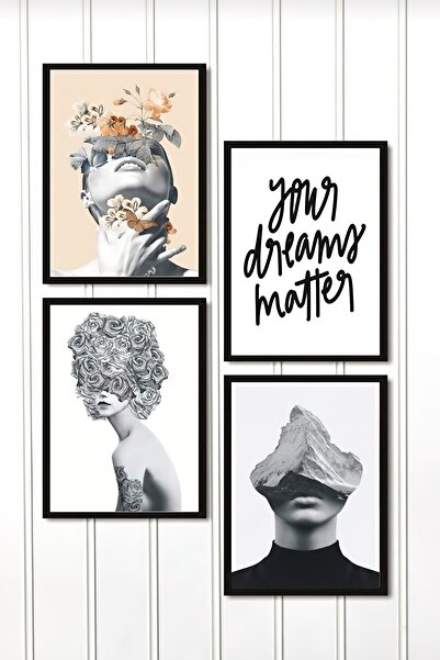 Teknograf Your Dreams Metter Resimli Dekoratif 4 Parça Çerçeve Görünümlü Mdf ...