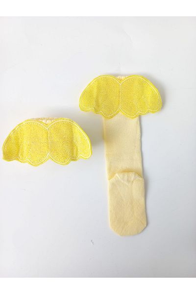 Alingo Yellow Glitter Winged Girl's Knee Socks