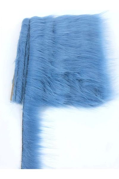 Hobigram Blue Faux Fur Artificial Plush Ribbon Width 4 cm – Decorative Ribbon, Stylish Design, Women's Accessory – Dekorati