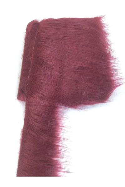 Hobigram Wide Burgundy Faux Fur Artificial Plush Ribbon Width 10 cm – Decorative Ribbon, Stylish Design, Women's Accessory –