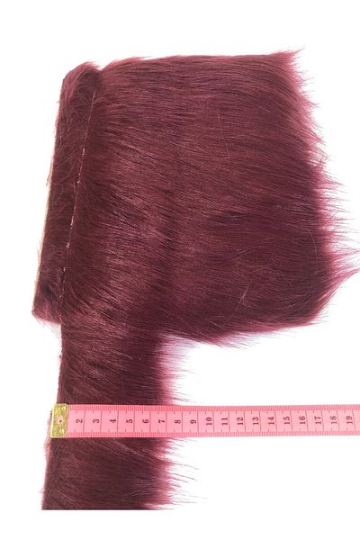 Hobigram Wide Burgundy Faux Fur Artificial Plush Ribbon Width 10 cm – Decorative Ribbon, Stylish Design, Women's Accessory –
