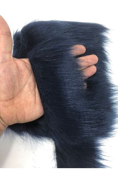 Hobigram Wide Navy Blue Faux Fur Τεχνητή βελούδινη λωρίδα πλάτος 10 cm – Διακοσμητική λωρίδα, κομψό σχέδιο, γυναικείο αξεσουάρ