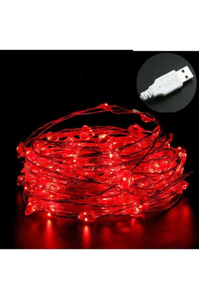 ALSHOP Peri Led Işık 5 Metre Usb'li Kırmızı